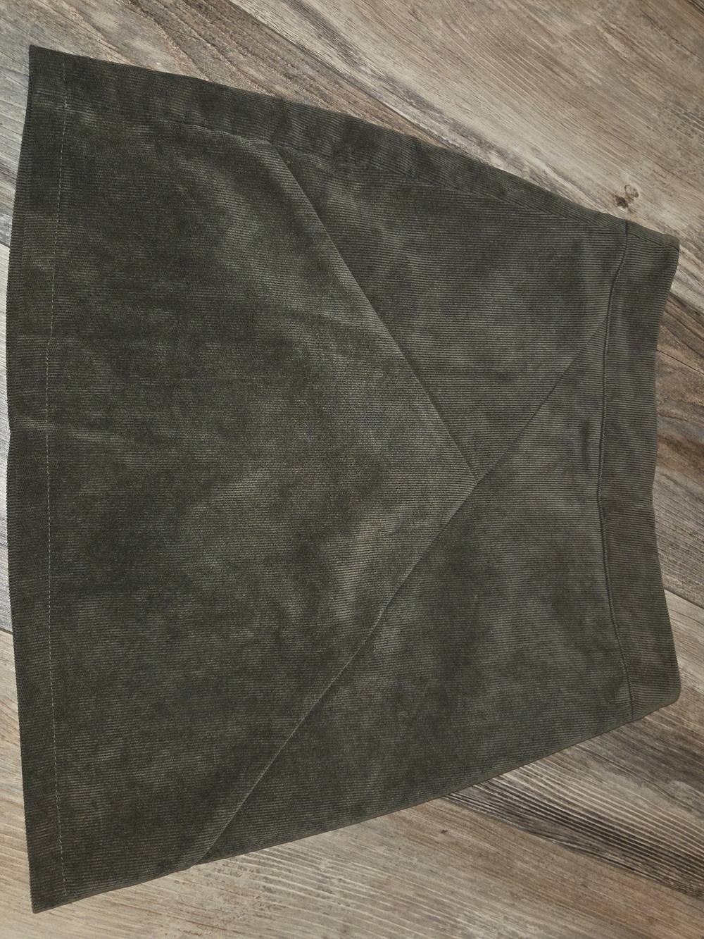 EVIE Olive Corduroy A-Line Panel Skirt